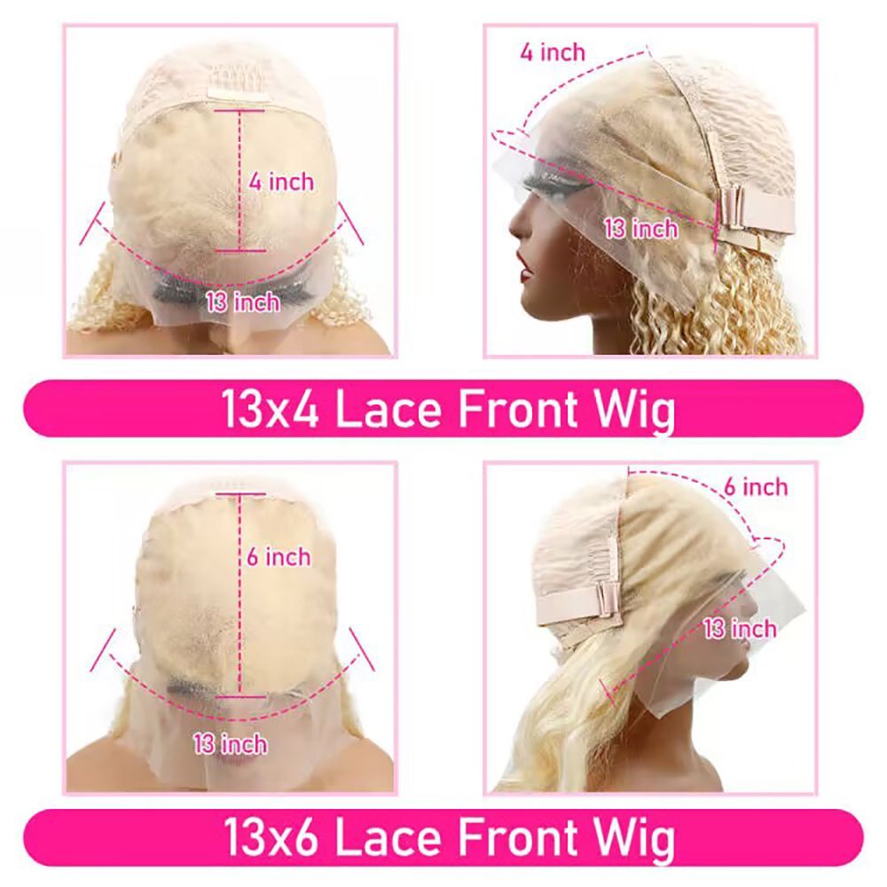 613 Blonde Body Wave Lace Front Wig - 613 Sarışın, Dalgalı Saç Modeli, 13x4