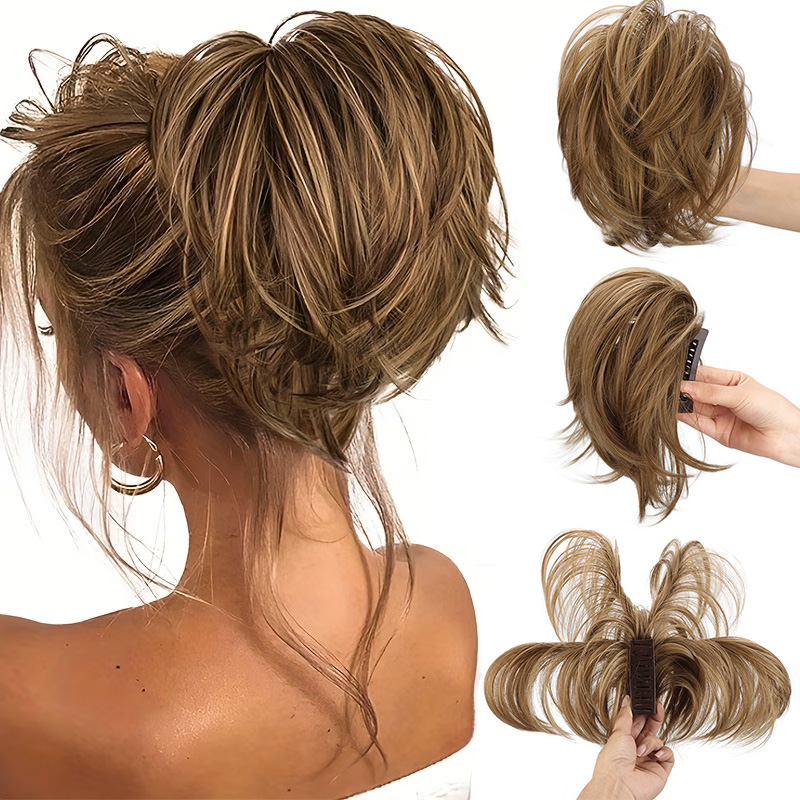 Claw Clip Messy Bun Hair Piece - Sentetik Pençe Tokalı At Kuyruğu Uzatma,