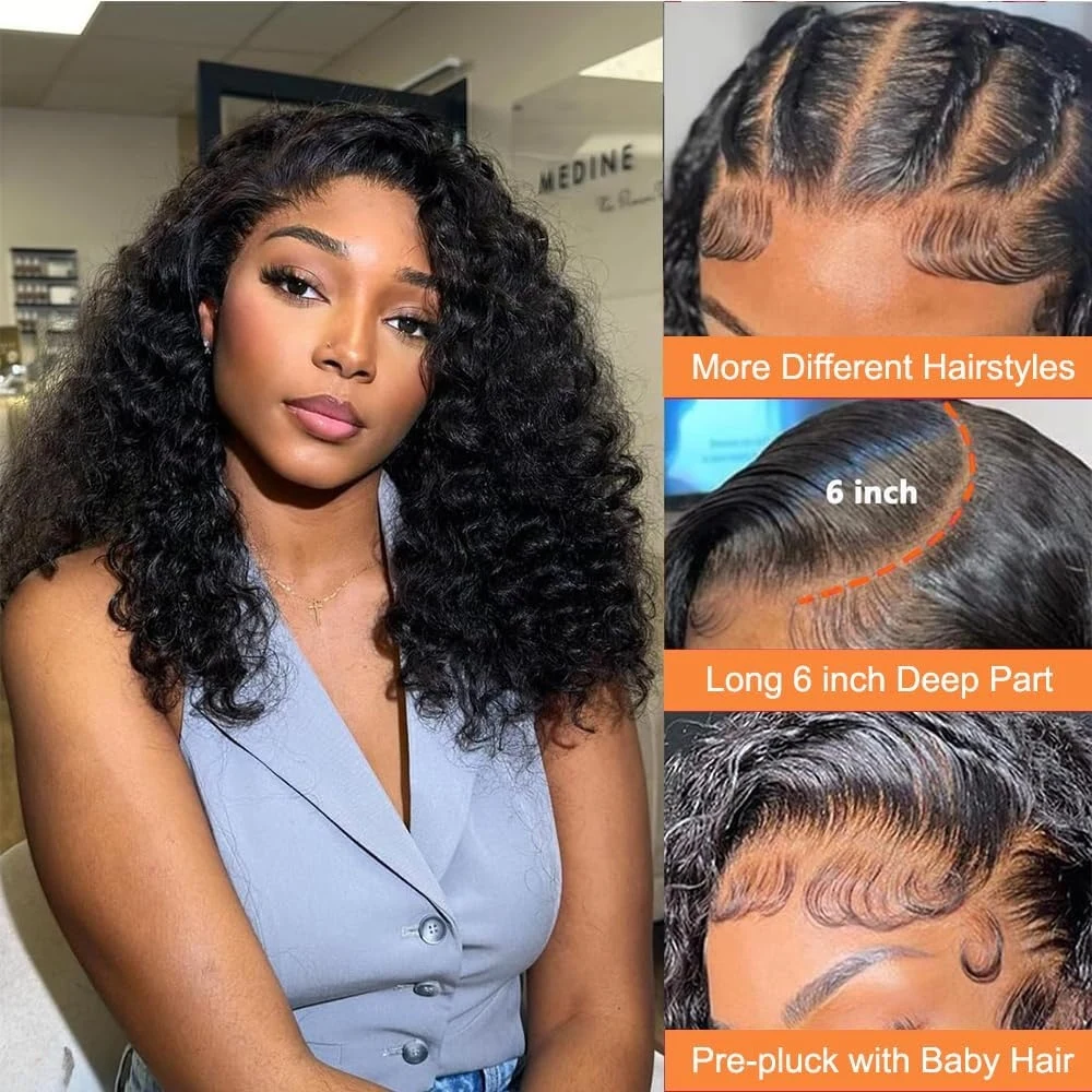 14 16 İnç Kıvırcık Derin Dalga - Glueless Wear And Go Human Hair Wig incelemesi ve fiyatı