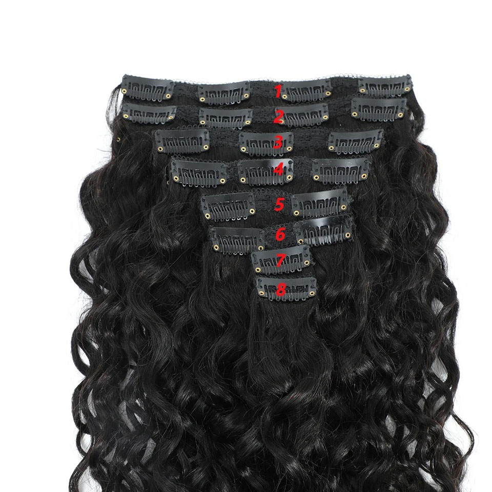 8-24 İnç Su Dalgası Kıvırcık K - Seamless Clip In Hair Extensions Human Hair incelemesi ve fiyatı