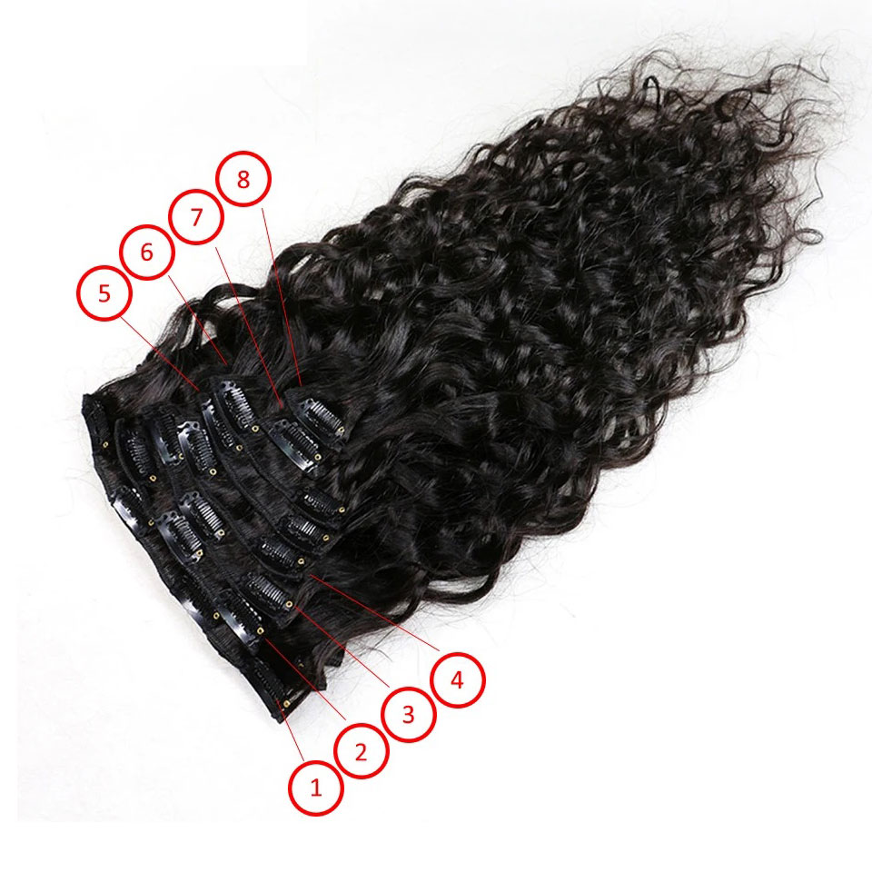 8-24 İnç Su Dalgası Kıvırcık K - Seamless Clip In Hair Extensions Human Hair incelemesi ve fiyatı