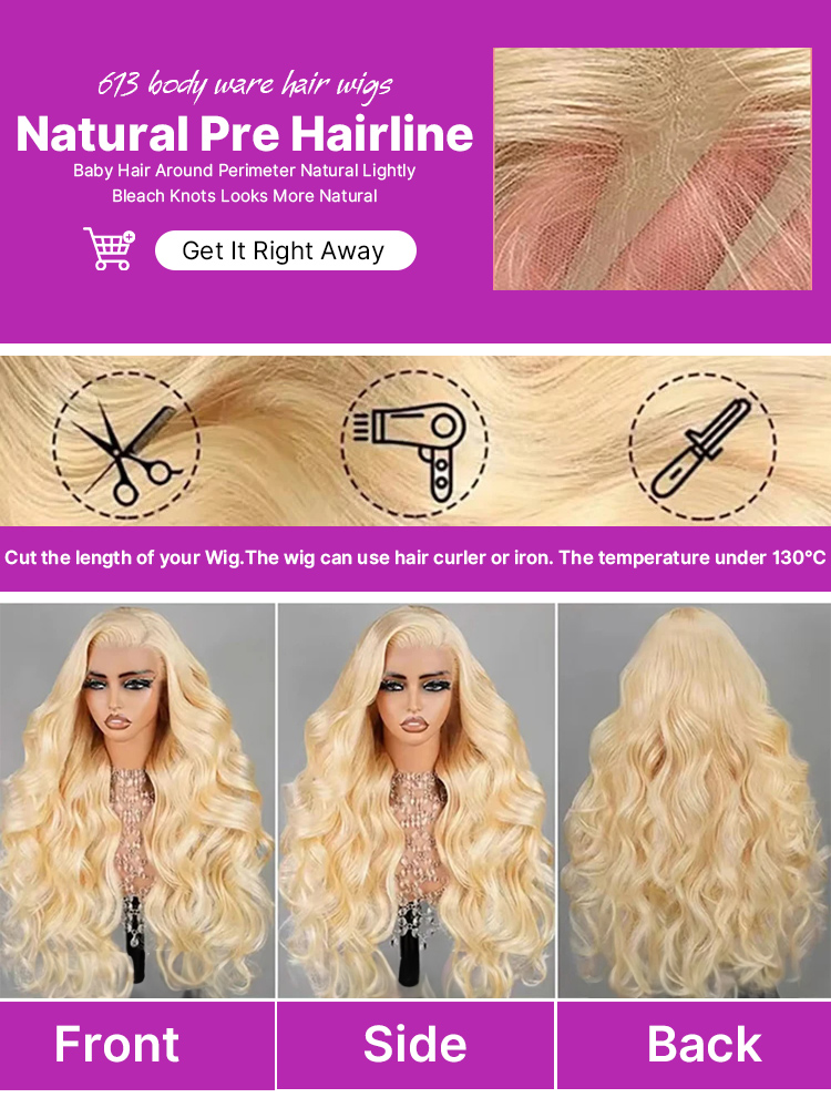 220% Yoğunluk 613 Bal Sarısı D - 613 Blonde Body Wave Lace Front Wig incelemesi ve fiyatı